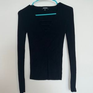 Express black V-neck sweater very warm and pretty